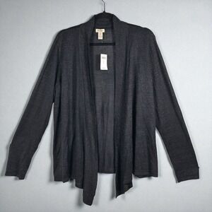 Easywear by Chico's Black Sparkle Cordera Open Front Cardigan Woman Size 3 (XL)‎